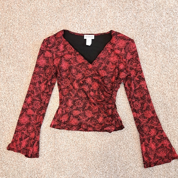 Metaphor 90s vintage small red and black glitter top - Picture 3 of 5